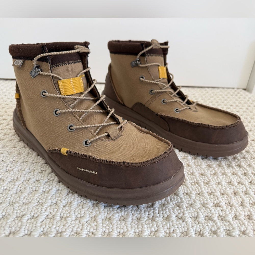 Hey Dude Bradley Waxed Canvas Boots Mens Lace Up Shoes Brown Size 13